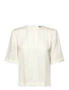 Leonie Satin Tee Tops T-shirts & Tops Short-sleeved Cream Twist & Tang...