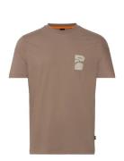 Te_Structure Tops T-shirts Short-sleeved Brown BOSS