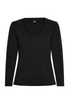 Waffle_Ls-Shirt Cn Tops T-shirts & Tops Long-sleeved Black BOSS