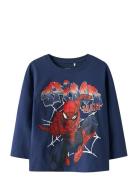 Nmmalvis Spider Ls Nreg Top Mar Tops T-shirts Long-sleeved T-shirts Na...