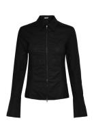 Long-Sleeved Fitted Zip Shirt Tops Shirts Long-sleeved Black Weekday