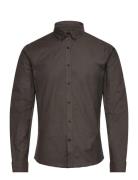 Yarn Dyed Oxford Superflex Shirt Tops Shirts Casual Brown Lindbergh