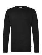 Basic O-Neck Tee L/S Tops T-shirts Long-sleeved Black Lindbergh