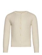 Metallic Cable Cotton-Blend Cardigan Tops Knitwear Cardigans Cream Ral...
