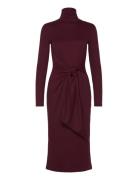 Tie-Front Turtleneck Dress Designers Knee-length & Midi Red Lauren Ral...