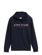 Printed Hoodie Tops Sweat-shirts & Hoodies Hoodies Navy Tom Tailor