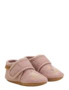 Wool Slippers W. Embroidery Aamutossut Sisäkengät Pink En Fant