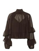 Gzmio Blouse Tops Blouses Long-sleeved Brown Gestuz