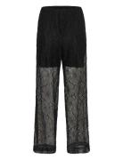 Gzedea Hw Pants Bottoms Trousers Wide Leg Black Gestuz