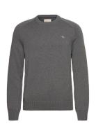 Casual Cotton C-Neck Tops Knitwear Round Necks Grey GANT