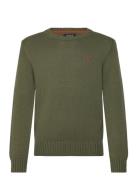 Cotton Crewneck Sweater Tops Knitwear Pullovers Khaki Green Ralph Laur...