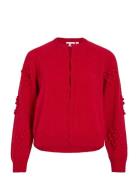 Vimerit L/S O-Neck Bubble Knit Cardigan Tops Knitwear Cardigans Red Vi...