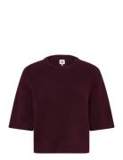 Madina Short Sleeve Knit Tops Knitwear Jumpers Burgundy Twist & Tango