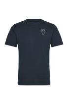 Alder Owl Chest Print Tee - Gots/Ve Tops T-shirts Short-sleeved Navy K...