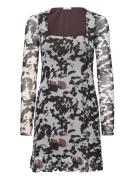 Short Mesh Frill Dress Lyhyt Mekko Brown Bubbleroom