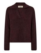 Mmthora Aidy Polo Knit Tops Knitwear Jumpers Burgundy MOS MOSH