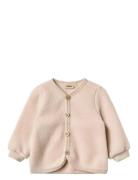 Wool Fleece Cardigan Kari Tops Knitwear Cardigans Pink Wheat
