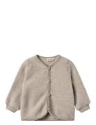 Wool Fleece Cardigan Kari Tops Knitwear Cardigans Grey Wheat
