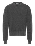 Boxy Cotton Sweater Tops Knitwear Round Necks Grey Weekday