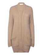 Rwtulip Wool Blend Long Knit Cardig Tops Knitwear Cardigans Beige Rose...