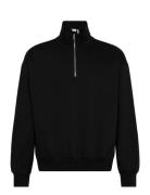 Loose Half Zip Sweatshirt Tops Sweat-shirts & Hoodies Sweat-shirts Bla...