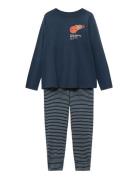 Striped Long Pyjamas Pyjamasetti Pyjama Navy Mango