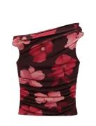 Floral Asymmetrical Top Tops T-shirts & Tops Sleeveless Brown Mango