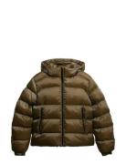 Hooded Luxe Sports Puffer Vuorillinen Takki Topattu Takki Brown Superd...