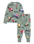 Bamboo Two Piece Pyjamas Green Tractor Pyjamasetti Pyjama Green Geggam...