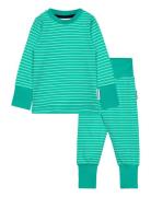 Two Piece Pyjamas Navy Beige Stripe Pyjamasetti Pyjama Green Geggamoja