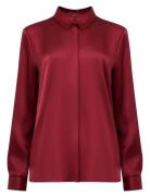 Irina Satin Ls Shirt Tops Shirts Long-sleeved Burgundy French Connecti...
