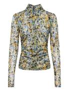 Dante6-Ferni Printed Mesh Top Tops T-shirts & Tops Long-sleeved Multi/...