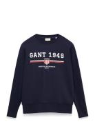 Graphic C-Neck Sweat Tops Sweat-shirts & Hoodies Sweat-shirts Navy GAN...