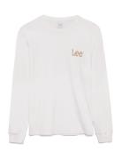 Ls Wobbly Lee Tee Tops T-shirts Long-sleeved White Lee Jeans
