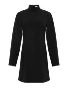 Crepe Ls Turtleneck Mini Dress Lyhyt Mekko Black Calvin Klein