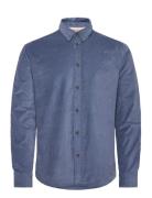 Akleif Solid Cord Shirt Tops Shirts Casual Blue Anerkjendt