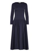 Midi Jersey Woven Combo Ls Dress Polvipituinen Mekko Navy GANT