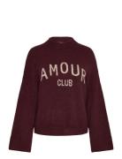 Amour Club Knit Tops Knitwear Jumpers Burgundy Noella