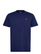 Icon Crew Knit T Shirt Tops T-shirts Short-sleeved Navy Hollister