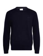 Textured Cotton Merino C-Neck Tops Knitwear Round Necks Navy GANT