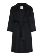 Hero Trench Coat-Dbl Face Wool - Villakangastakki Pitkä Takki Black Ca...