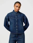 Pintuck Shirt Tops Shirts Long-sleeved Blue Wrangler