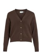 Viril V-Neck Knit Cardigan - Noos Tops Knitwear Cardigans Brown Vila