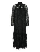 Yaslacilla Ls Lace Long Dress - Show Maksimekko Juhlamekko Black YAS