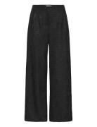 Ihkate Gleam Wide Pa Bottoms Trousers Wide Leg Black ICHI