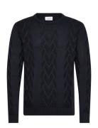 Cable O-Neck Knit Tops Knitwear Round Necks Navy Lindbergh