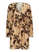 Mschnilla Romina Short Dress Aop Lyhyt Mekko Beige MSCH Copenhagen