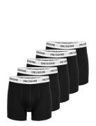 Onsfitz Solid Black Boxer 5-Pack Bokserit Black ONLY & SONS