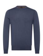 Avac_C Tops Knitwear Round Necks Blue BOSS