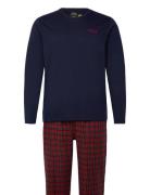 Cotton Jersey & Plaid Flannel Sleep Set Pyjama Navy Polo Ralph Lauren